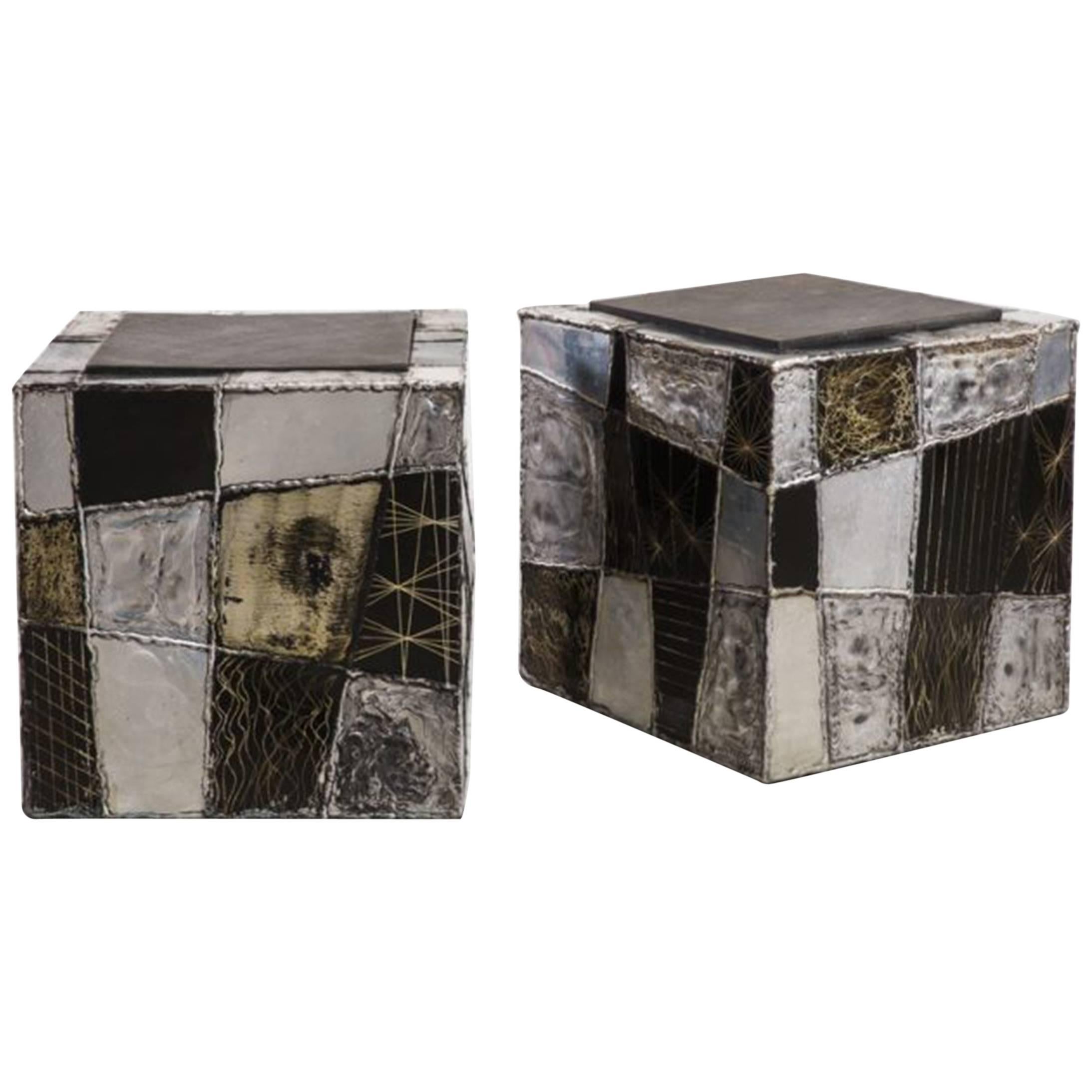 Paul Evans, Pair of Argente Cube Side Tables, USA, circa 1970