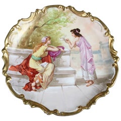 Classical Hand-Painted and Gilt Limoges Porcelain Charger, Signed Luca