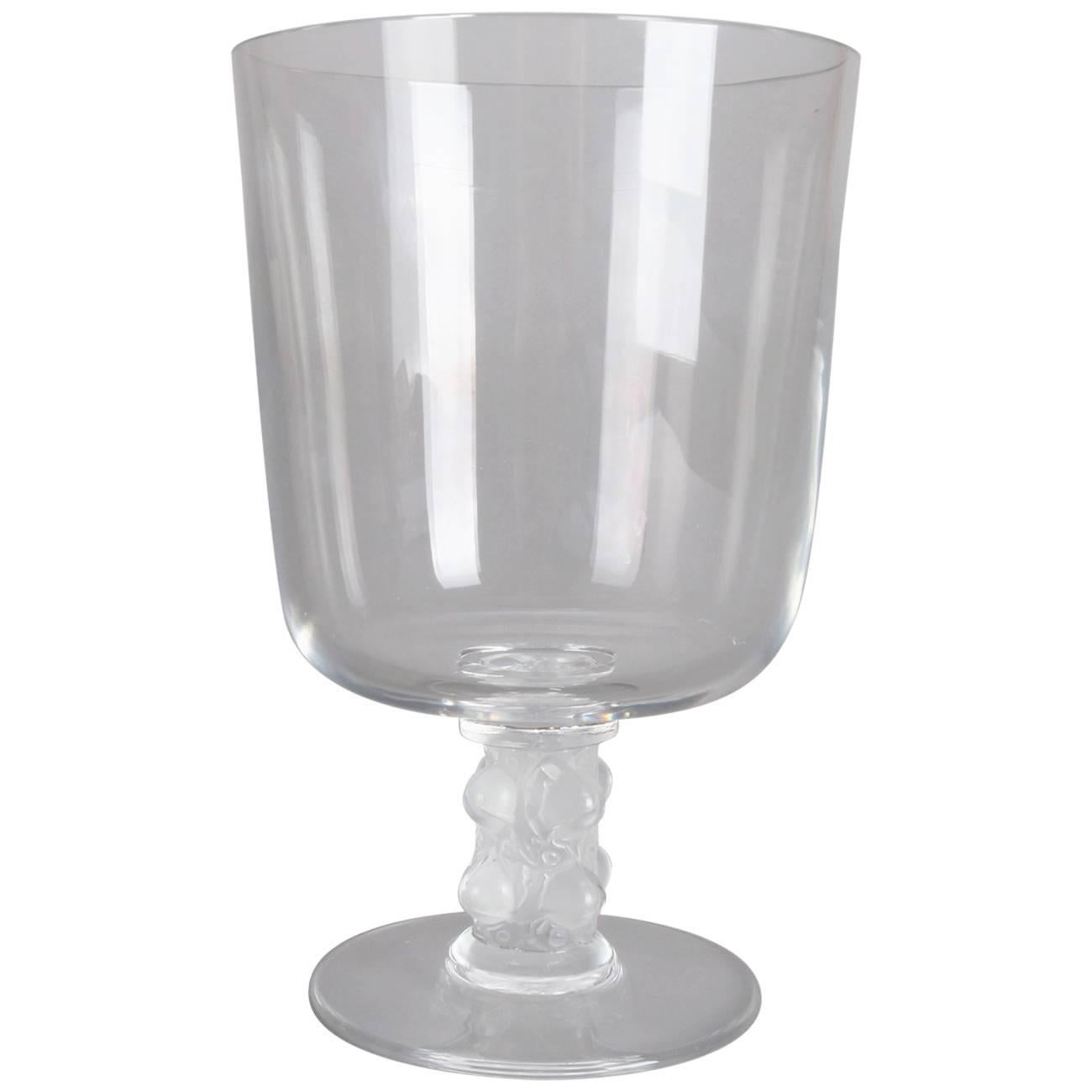 French Lalique Crystal Art Glass Chalice, Signed, 20th Century