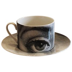 Midcentury 1960s Fornasetti Cup and Saucera