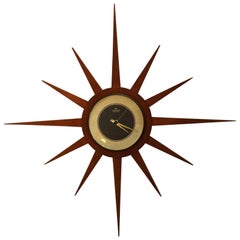 Retro Midcentury Junghans Starburst Teak Wall Clock