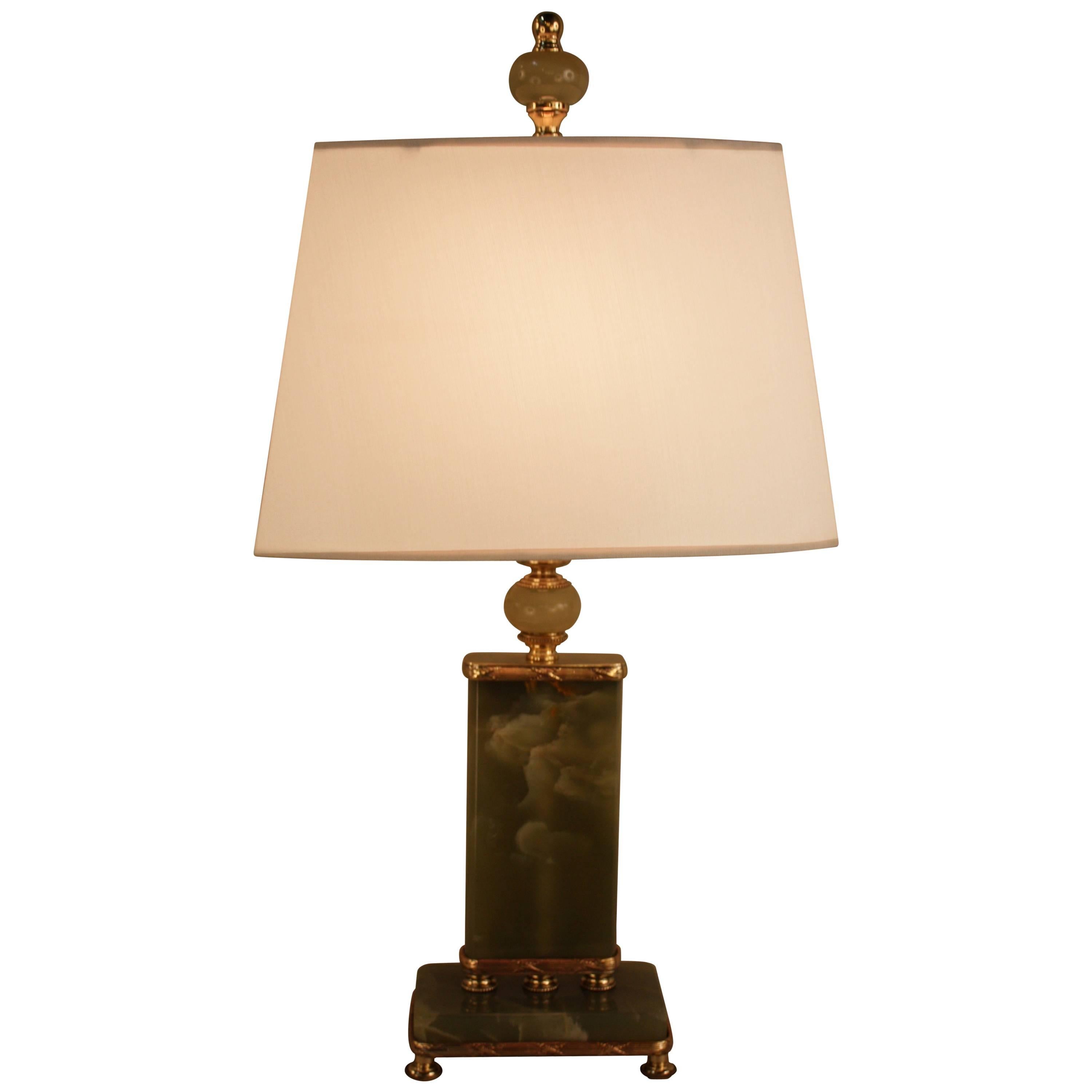 American Green Onyx Art Deco Table Lamp