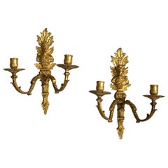 Pair of Early 18th Century French Louis XIV Gilt-Brass Wall-Lights or Sconces