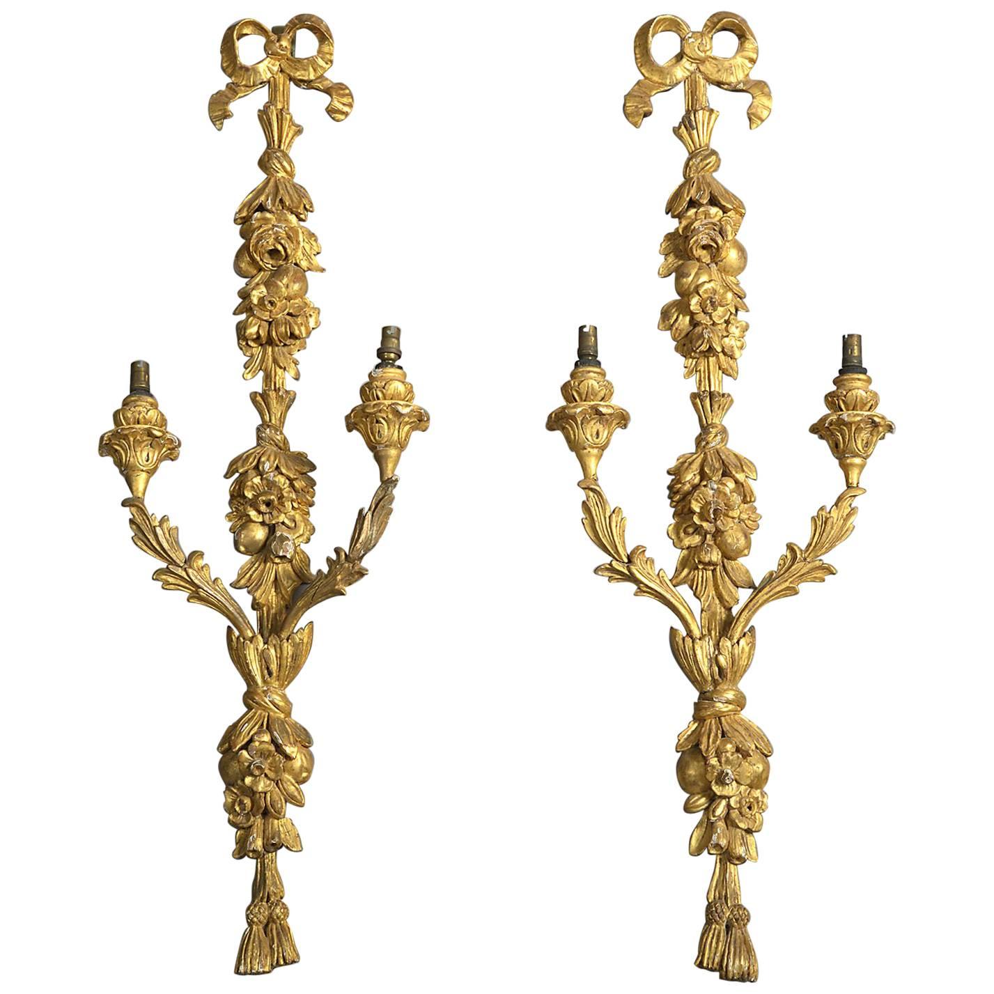 Pair of George III Giltwood Wall-Lights or Sconces For Sale