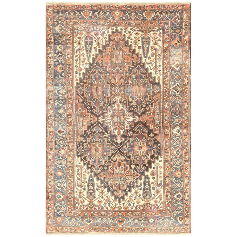 Large Tribal Geometric Antique Bakhtiari Persian Carpet For Sale at 1stdibs
