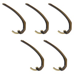 Five Wall-Mounted Brass Hooks Designed by Hertha Baller, Vienna, 1950 Five Wall-Mounted Brass Hooks Designed by Hertha Baller, Vienna, 1950