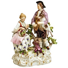 Used Meissen Shepherds Figurines Allegory the Hearing by Carl C. Punct Made