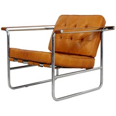 Mid-Century Modern Hans Eichenberger De Sede Stendig Leather Chrome Chair 1970s