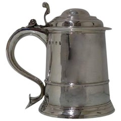 Antique George I Sterling Silver Tankard & Cover London 1715 Humphrey Payne