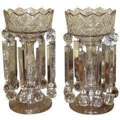 Pair of Heavy Georgian Cut Glass Lustres