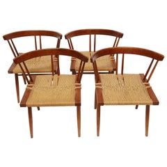 George Nakashima Cherry Grass-Seat Chairs