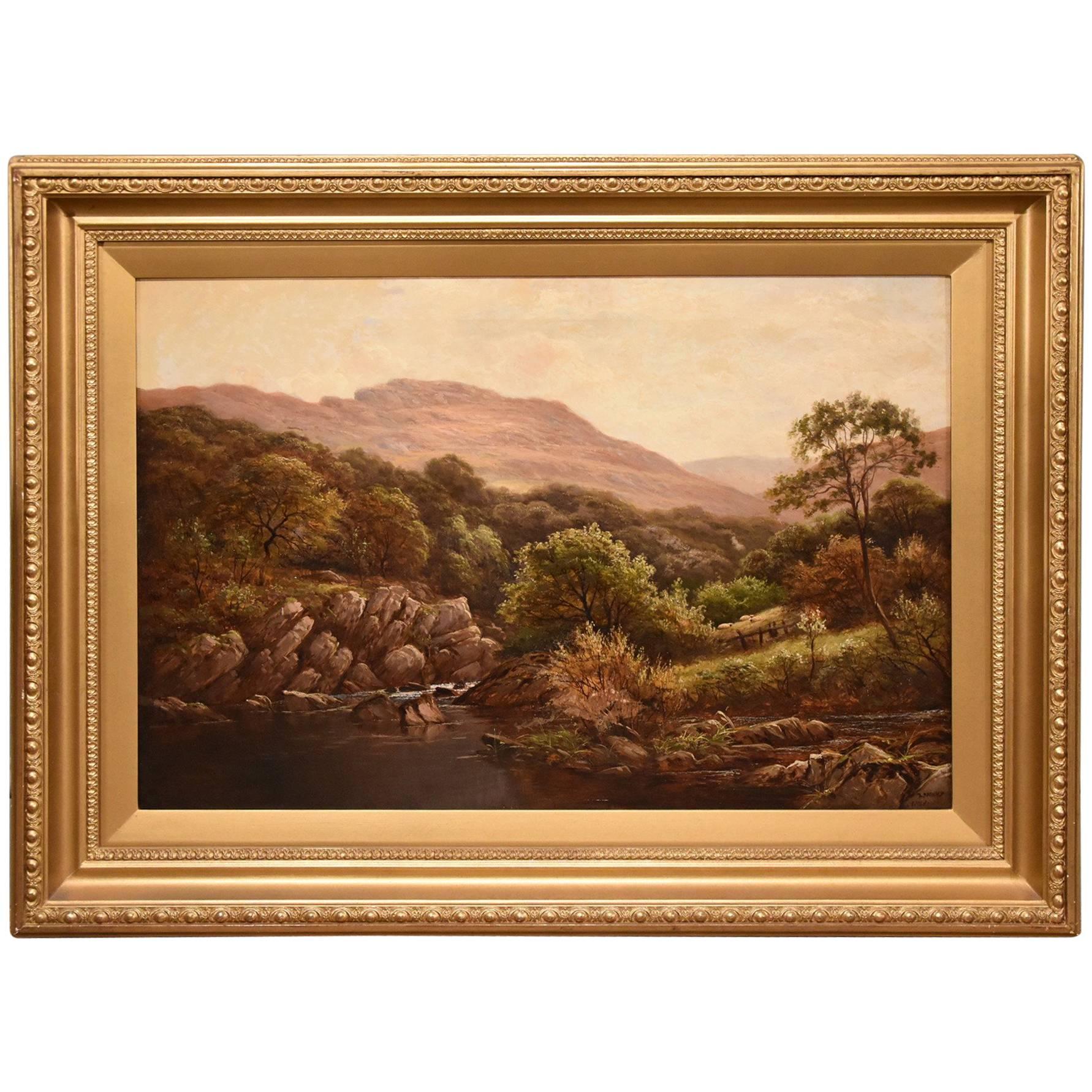 "A Welsh Riverscape" by Thomas Spinks For Sale