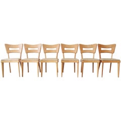 Retro Heywood Wakefield "Dogbone" Dining Chairs, Set of Six