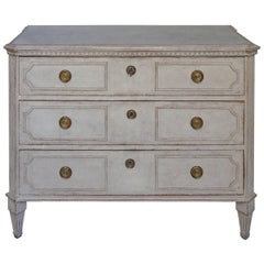 Nicely Carved Swedish Gustavian Style Chest of Drawers
