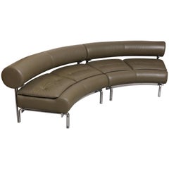 Vintage Moon Shaped Sofa in Green Olive Leather Designed by Horst Brüning for Kill