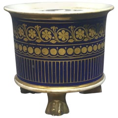 French Empire Blue and Gilt Porcelain Inkstand