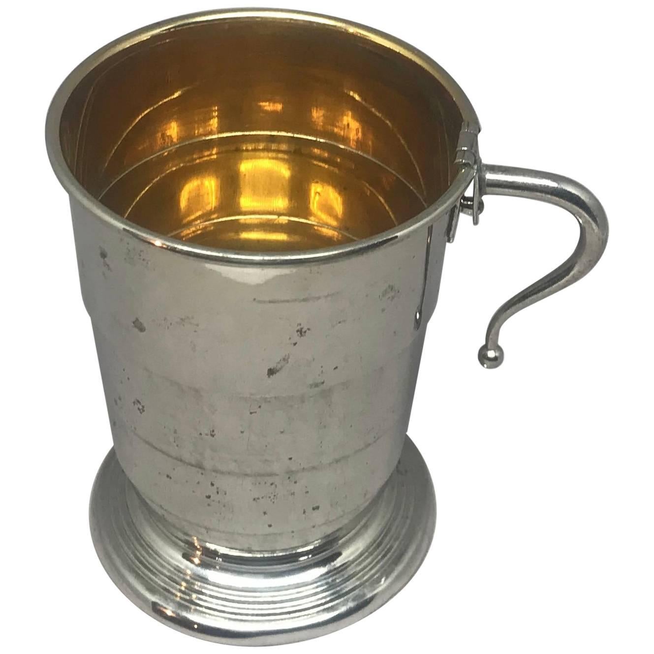 Collapsible German Silver and Vermeil Cup