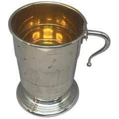 Antique Collapsible German Silver and Vermeil Cup