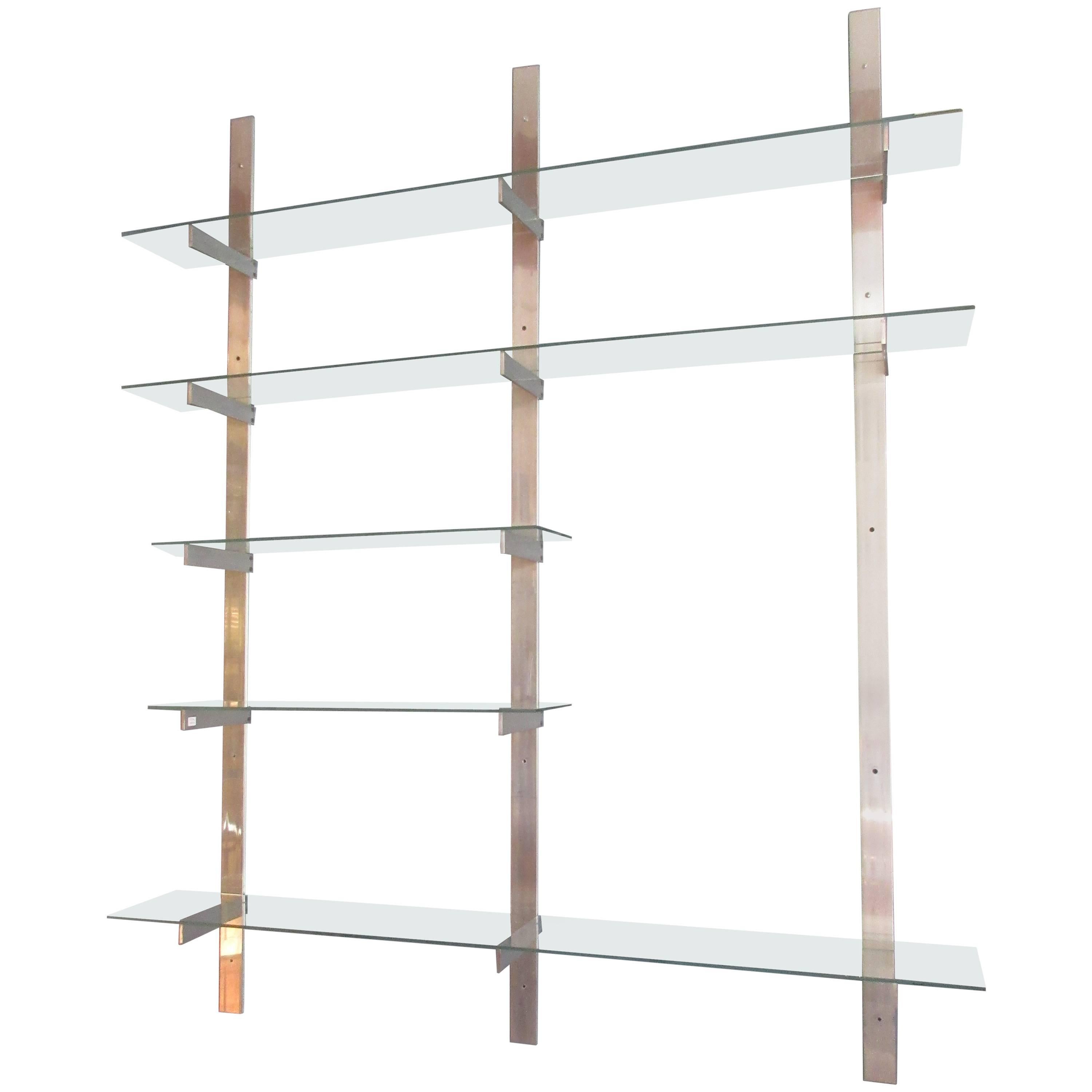 Aluminium and Glass Shelving Unit in the Style of Pace