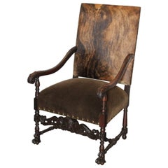 Spectacular 19th Century French Louis XIV Style Carved Walnut Armchair