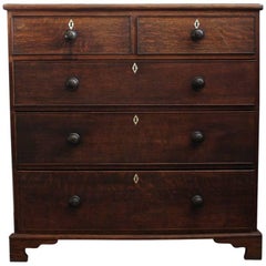 Georgian Oak Chest or Dresser with Ivory Escutcheons