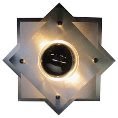 French, 1970s Space Age Brushed Steel Wall Sconce