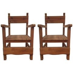 Pair of Vintage Colonial-Style Mexican Hall Chairs