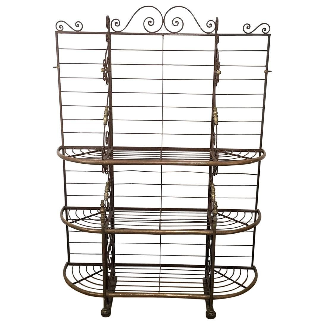 French Brass and Iron Baker's Rack