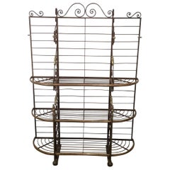Vintage French Brass and Iron Baker's Rack