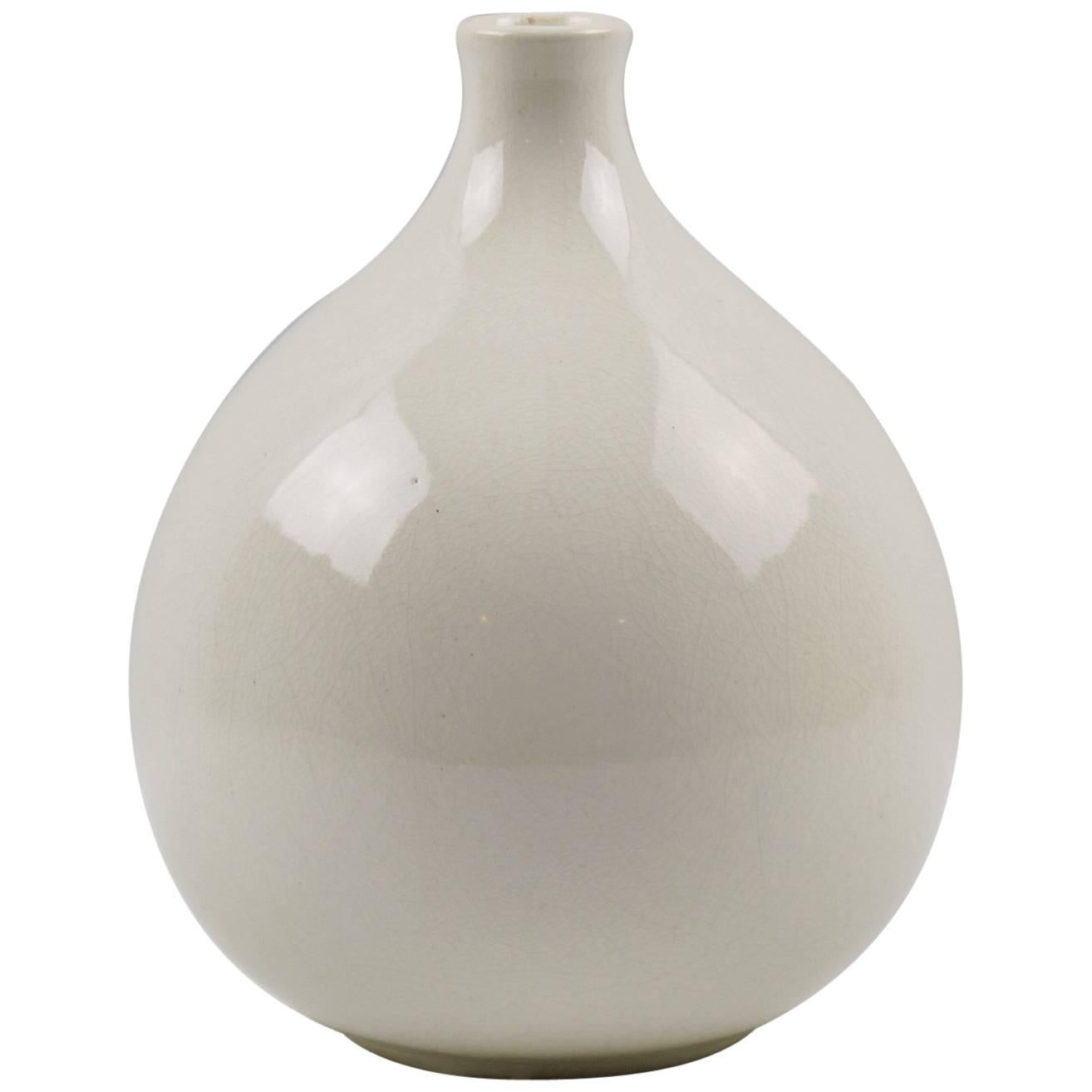 French Saint-Clement Art Deco Crackle Glaze Ceramic Vase