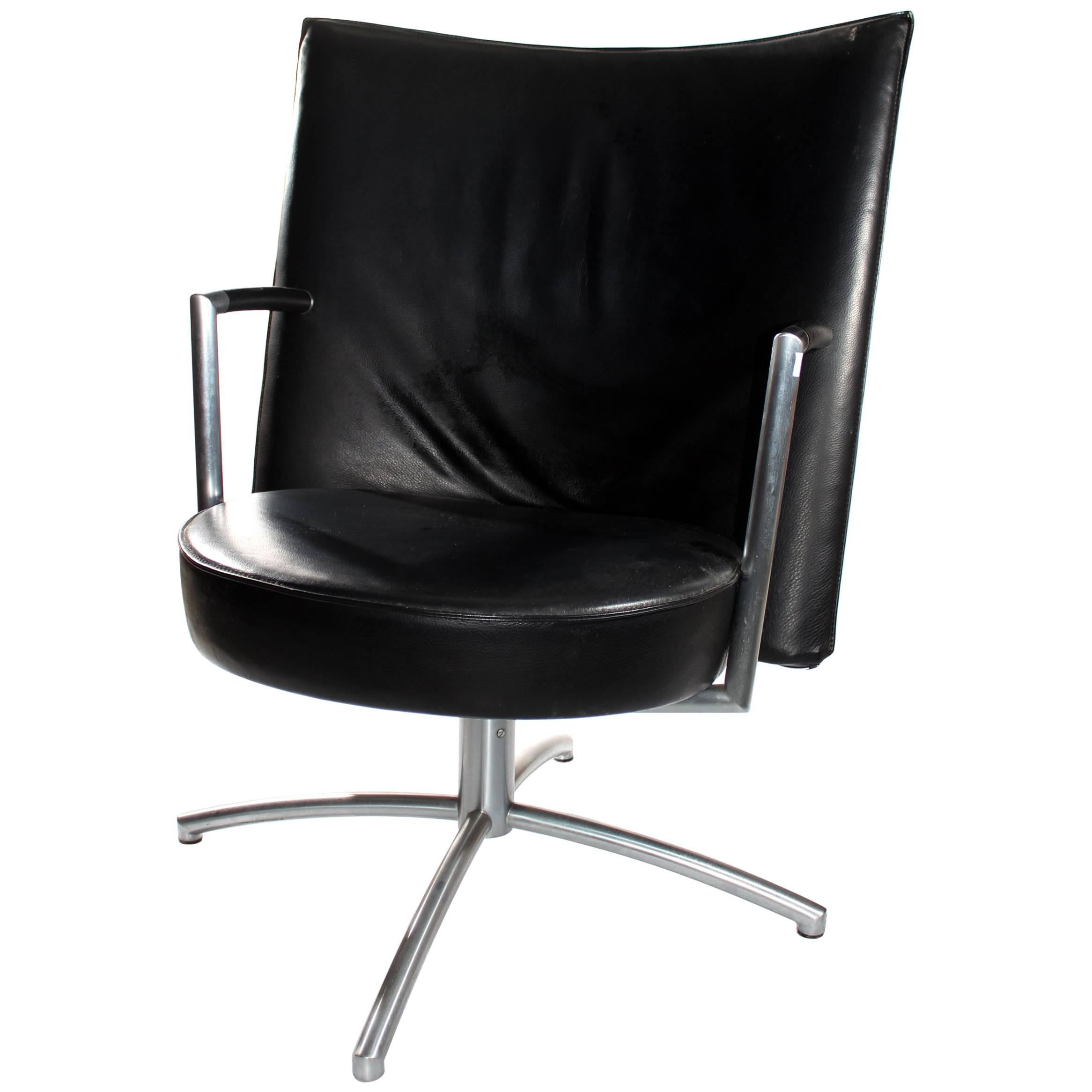 Foersom & Hiort-Lorentzen Leather and Stainless Steel Club Chair
