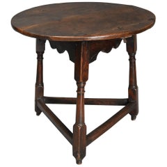 Antique Early 18th Century Oak Cricket Table or Tavern Table