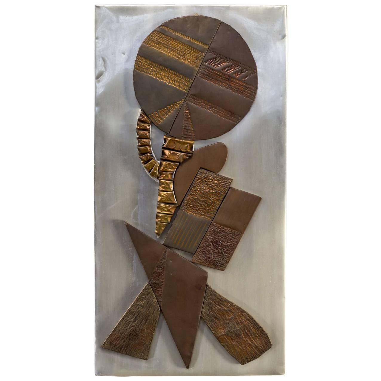 Mixed Metals Brutalist Wall Sculpture For Sale