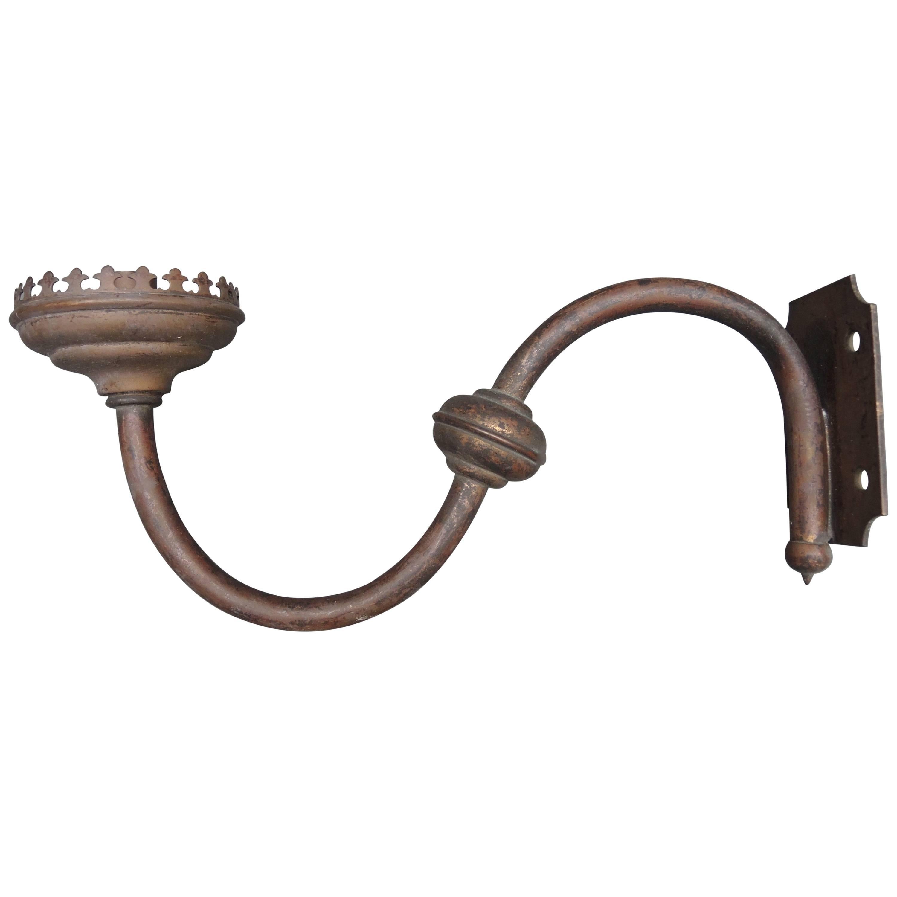 Early 19th Century Large Gothic Copper Wall Sconce For Sale