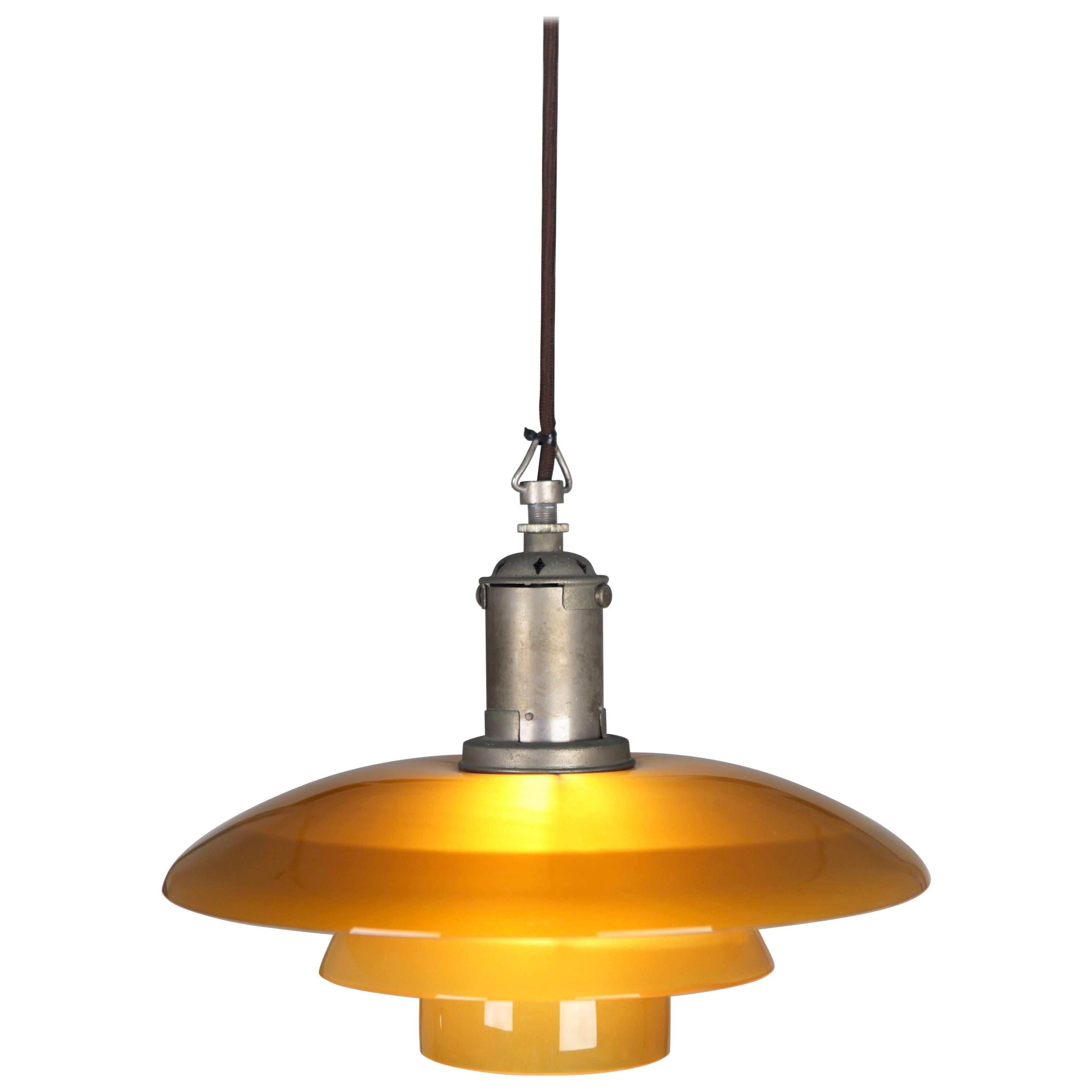 Poul Henninsen, 3 1/2 /3 Amber Colored Glass Pendent Ceiling Light, 1927