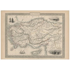Antique Map of Asia Minor by J. Tallis, circa 1851