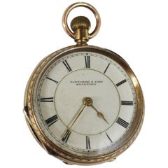 Used Fine Fattorini & Sons Engraved 9ct Gold Pocket Watch