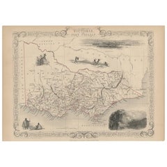 Antique Map of Victoria ‘Australia’ by J. Tallis, circa 1855