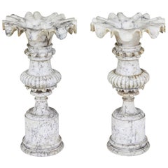 Fine Pair of 19th Century Decorative Alabaster Urns