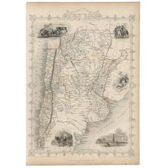 Antique Map of Chili and La Plata by J. Tallis, circa 1851