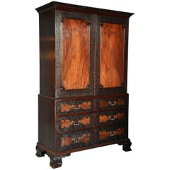 Antique 19th Century Mahogany Press Cupboard in the 18th Century Style with Fine Patina
