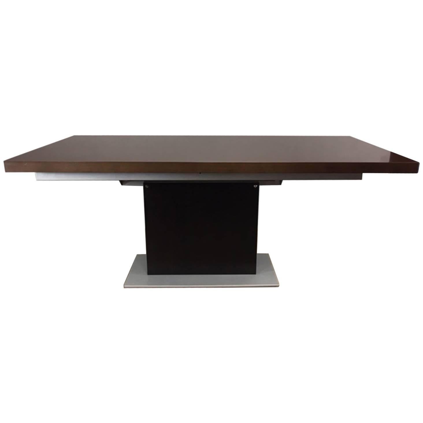 Wenge Wood and Brushed Steel Dining Table For Sale