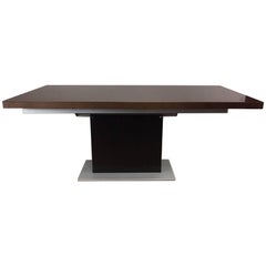Wenge Wood and Brushed Steel Dining Table