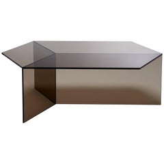 Isom Oblong Bronze Side Table Tempered Glass