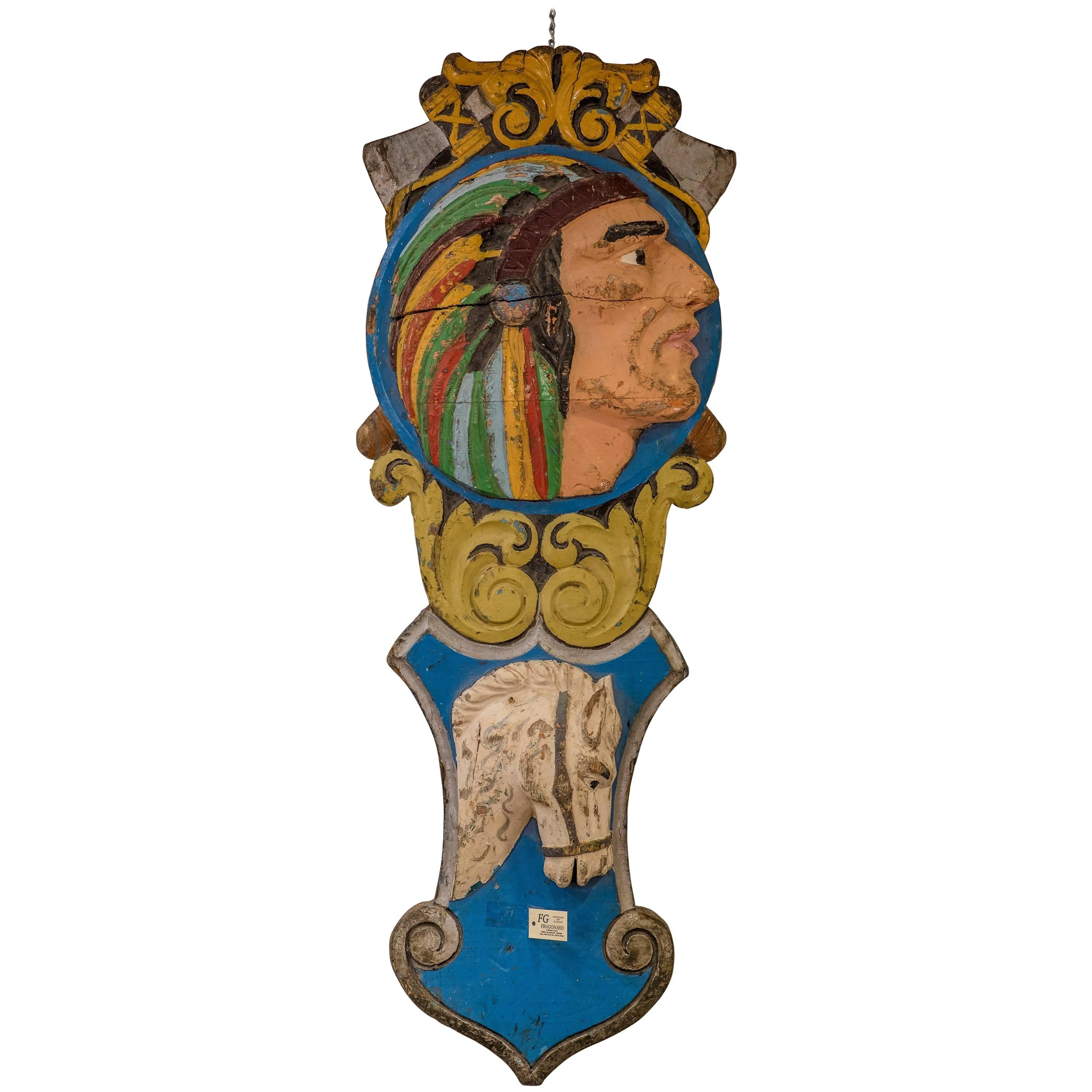 19th Century Carved and Painted French Wood Part of a Carousel