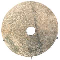 Important Ancient China Jade Bi Disc, Han Dynasty 206 BC-220 AD