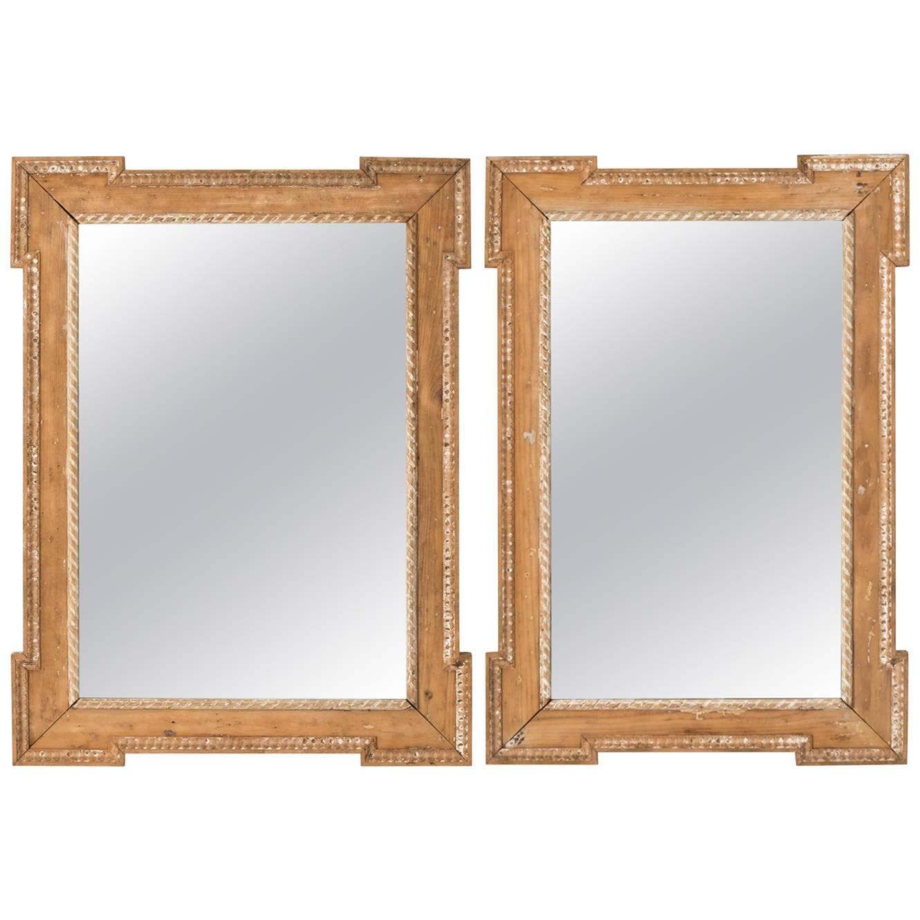 Pair of Pine Mirrors with Dog Ear Corners