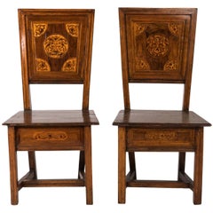 Pair of Italian Walnut Hall Chairs