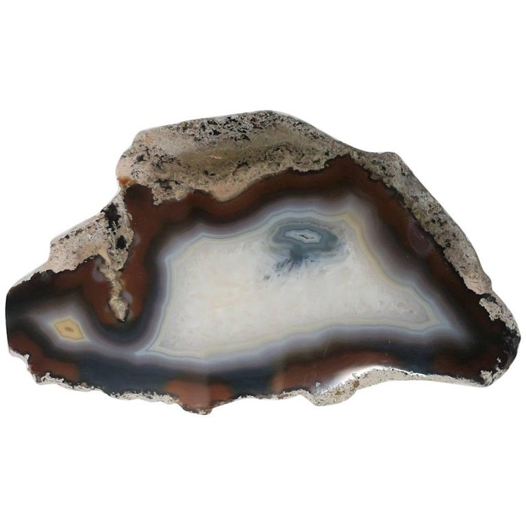 Blue and White Agate Onyx Decorative Object Tray For Sale
