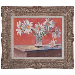 French 19th Century Framed Floral Oil Painting French 19th Century Framed Floral Oil Painting